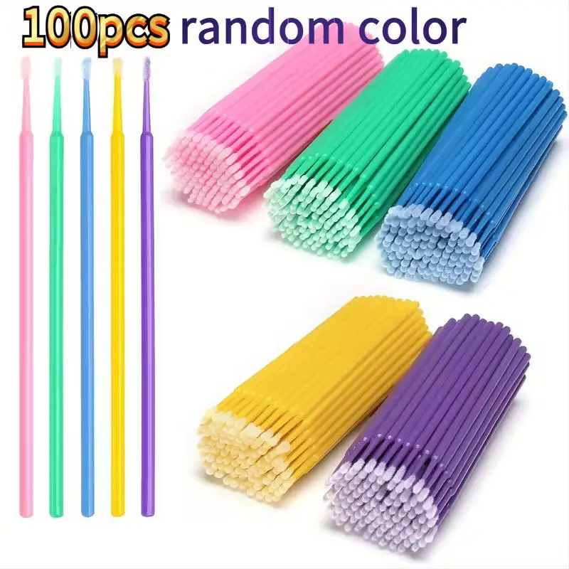 

100 шт. одноразовых микроаппликаторов-кисточек для наращивания ресниц, многофункциональные мини-аппликаторы для макияжа