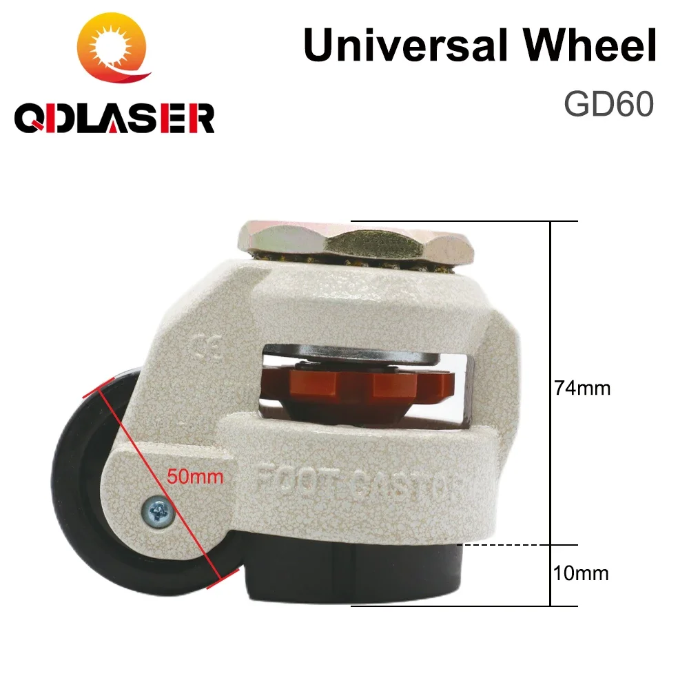 QDLASER Machines Universal Wheel GD-60S 10mm Adjustable M12 Standard Thread for CO2 Laser Cutting & Engraving Machine