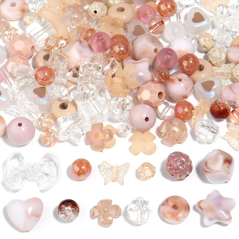 50g Colorful Heart Cube Bows Acrylic Beads Various Loose Beads For Jewelry Making DIY Girls Beading Necklace Bracelet Keychain view 2