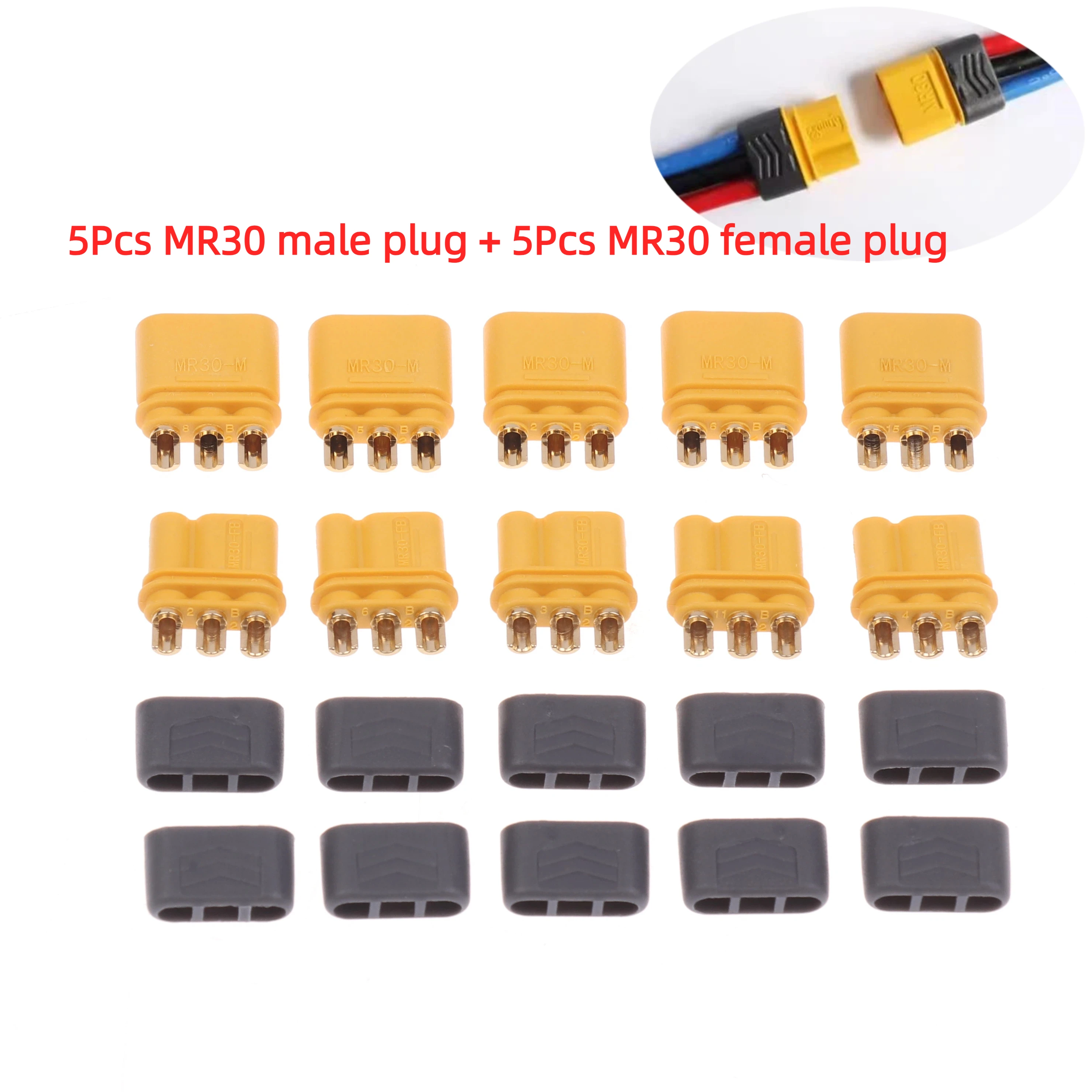 5Pairs Amass MR30 Male Female Connector Plug With Sheath Housing For RC Lipo Battery Multicopter Airplane Accessories