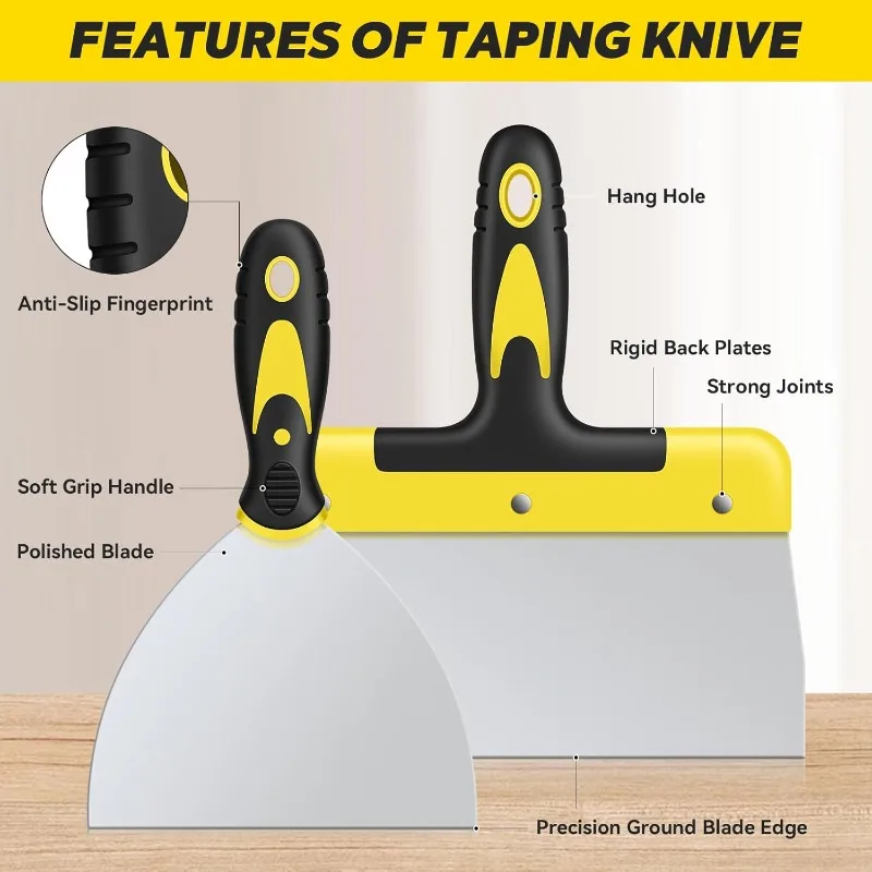 Putty Knife Set, 4PCS Stainless Steel Scraper Paint Tool for Drywall Repair, Wallpaper Removal and Plaster Scraping(2,4,6,8in)