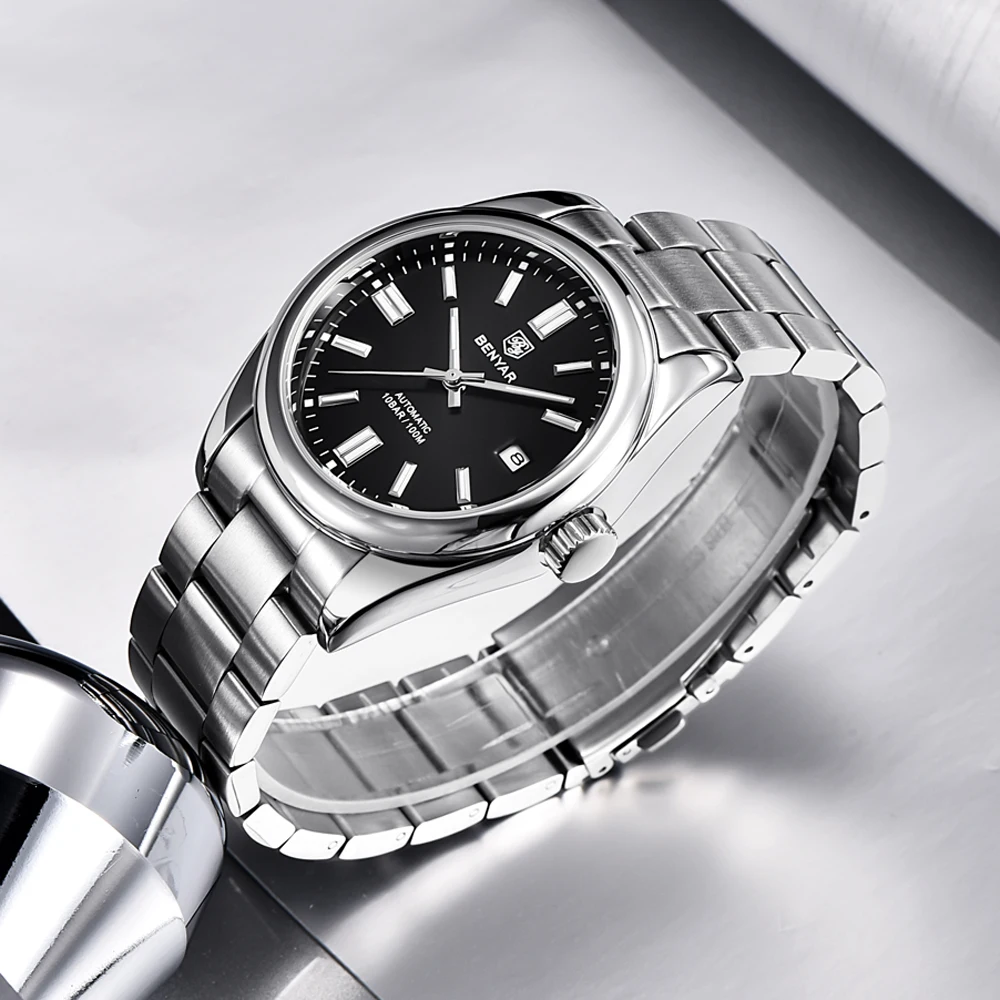 BENYAR Jam Tangan Pria Baru 2025 Jam Tangan Otomatis untuk Pria Jam Tangan Mekanis Jam Tangan Mewah Atas Jam Tangan Cermin Safir Pria Kedap Air