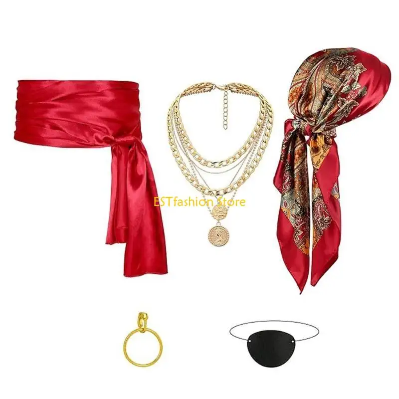 y5gc pirate costume accessories alsplay cosplay costume costume pirate headscarf ، ملحق