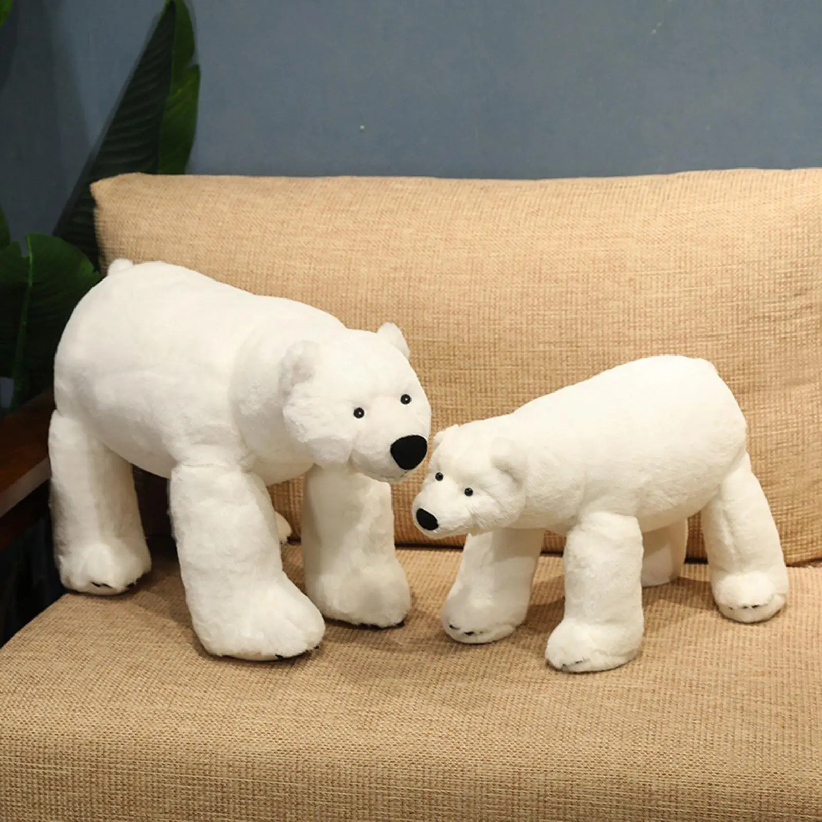 Ice Bear Plush Toy Standing and Lying Down Plushie for Sofa Living Room Kids