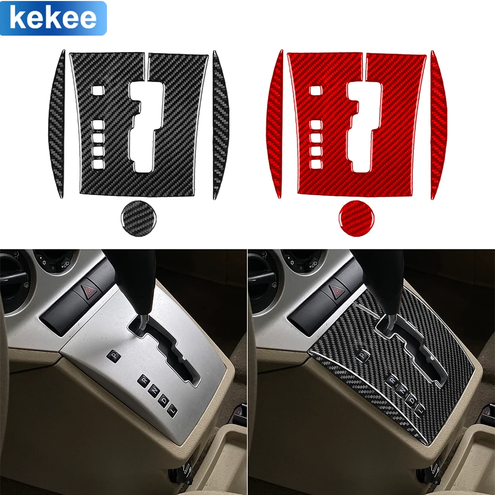 For Dodge Caliber 2007 2008 Gear Shift Panel Cigarette Lighter Set Cover Real Carbon Fiber Stickers Car Interior Accessories