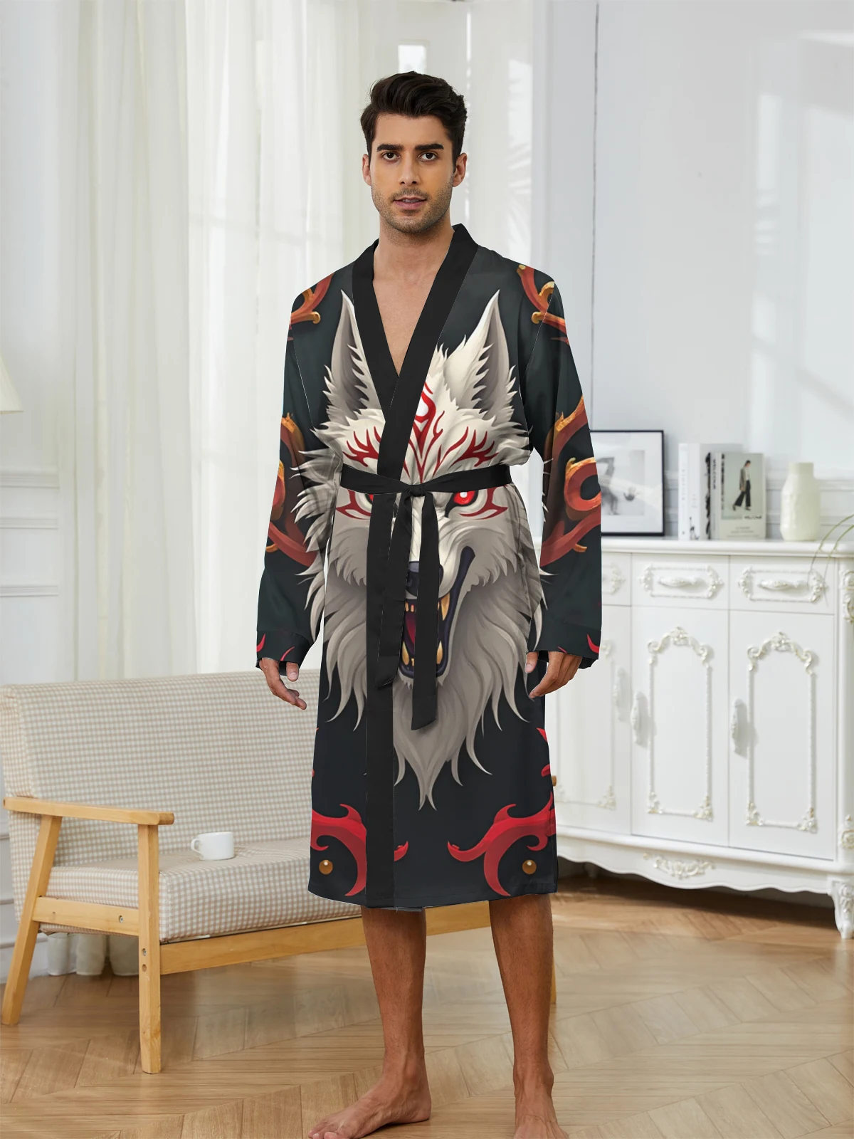 1pcs Men's Robes 2026 Spring/Summer Men's bathrobe sleepwear Funny pajamas Graphic Bathrobe Breathable Robes 3D Printed