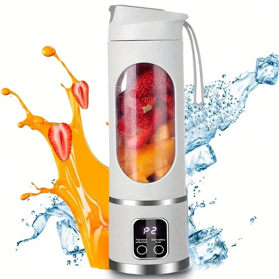 Compact Portable Cordless Juice Cup, LED Display, 3 Modes, 450ml Capacity, Suitable For Making Juice, Smoothie, Milkshake