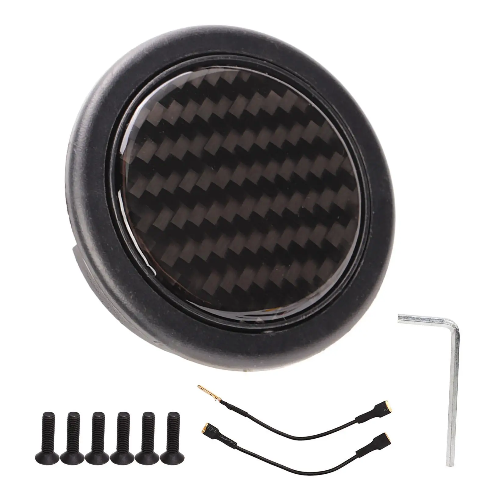 Steering Wheel Horn Button 50mm Diameter Carbon Universal for 6 Bolts Steering Wheel direksiyon