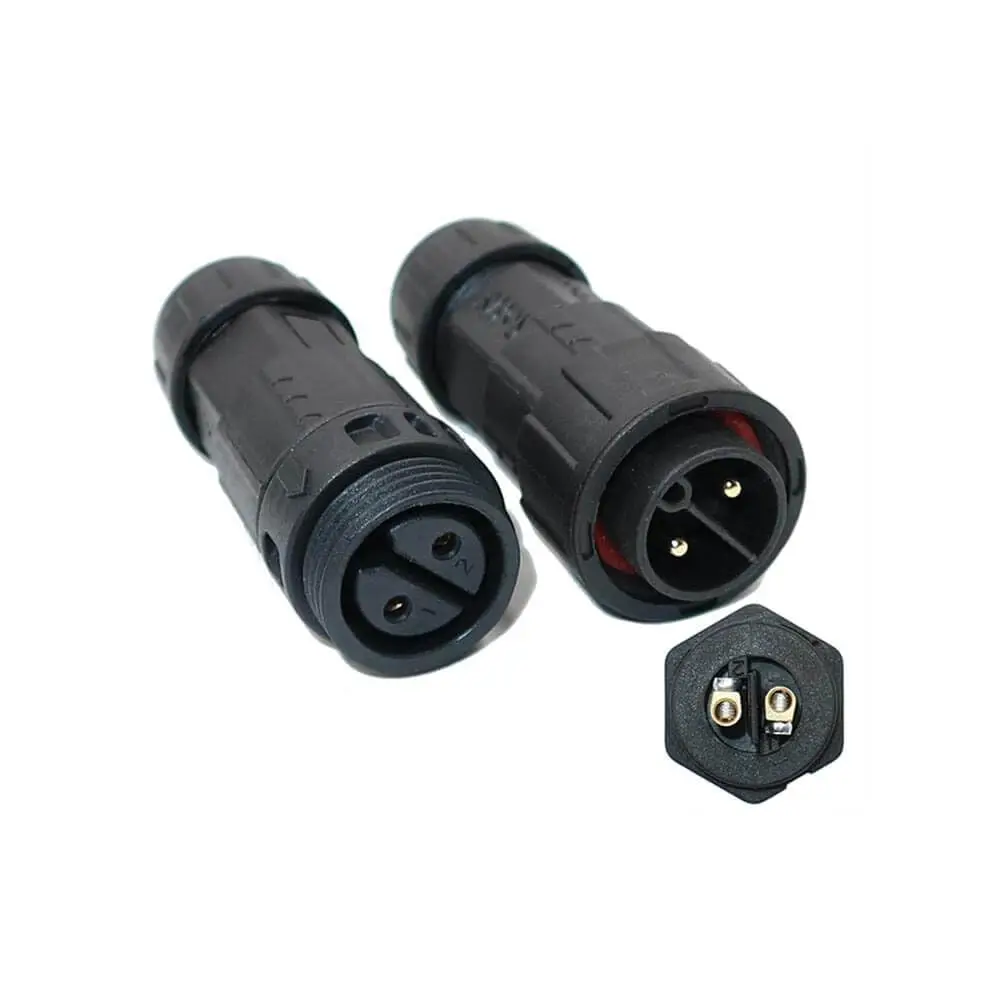M19 Waterproof Aviation Plug Butt Connector Screw Lock Cable 2 Pin IP68