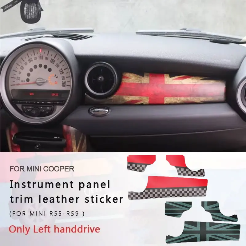 

1Set Car Dashboard Decal Leather Sticker Styling Only Left handdrive Car Accessories For MINI COOPER For R55 R56 R57 R58 R59