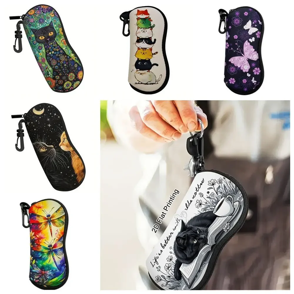 

Nylon Sunglasses Storage Bag Solid Color with Keyring Hanging Sunglasses Durable Portable SunGlasses Holder Eyewear Accessories