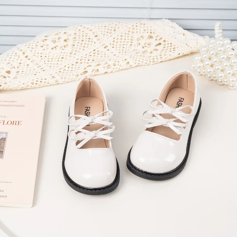 New Girls Princess Leather Shoes Sweet Bowknot Children's Flats Fashion Hollow-out Versatile Kids Causal Shoes