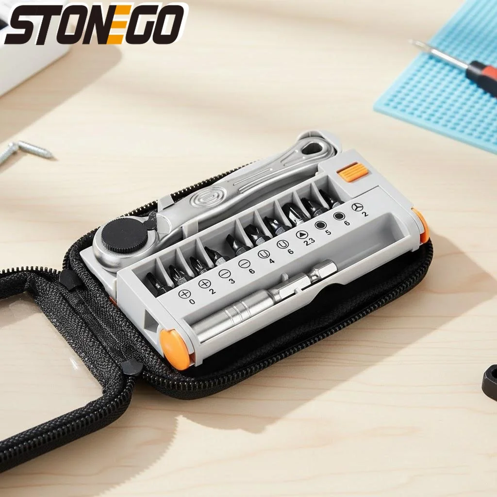 

Многофункциональный набор для ремонта велосипедов в сумке с мини-портативным трещоточным ключом-отверткой, практичный для горных и шоссейных велосипедов