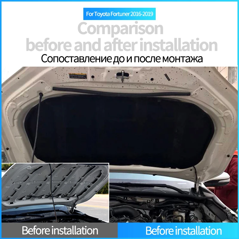 For Toyota Fortuner 2016-2023 18 2019 2020 22 Cover Engine Firewall Cotton Pad Gasket Heater Hood Insulation Layer Soundproofing