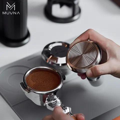 MUVNA TITAN Coffee Distributor & 30LBS Click Tamper 51/53/58.35mm Gravity Adaptive Espresso Leveler 4-Blade Barista Tool Set