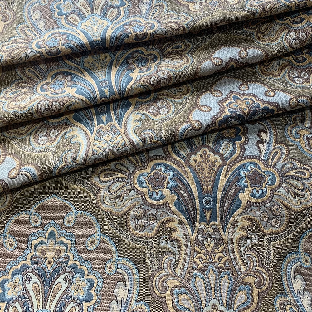 Classic American Style Paisley Damask Jacquard Woven Brown Interior Upholstery Sofa Furniture Fabrics 145cm Width Sell by meters