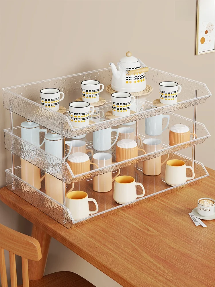 

Acrylic Coffee Cup Holder Multi-Functional Storage Rack for Home Dining Table Bathroom Glass Cup Organizer Classic Style