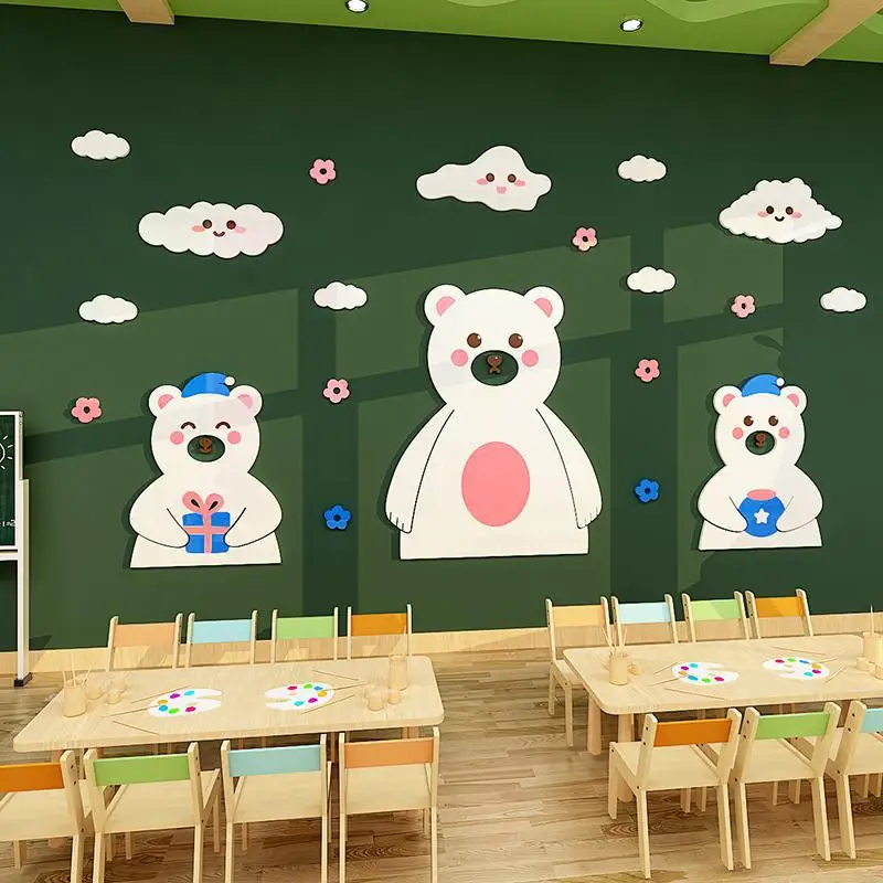 Christmas Cute Big Bear 3D Acrylic Three-Dimensional Holiday Decoration Scene Layout Window Wall Stickers