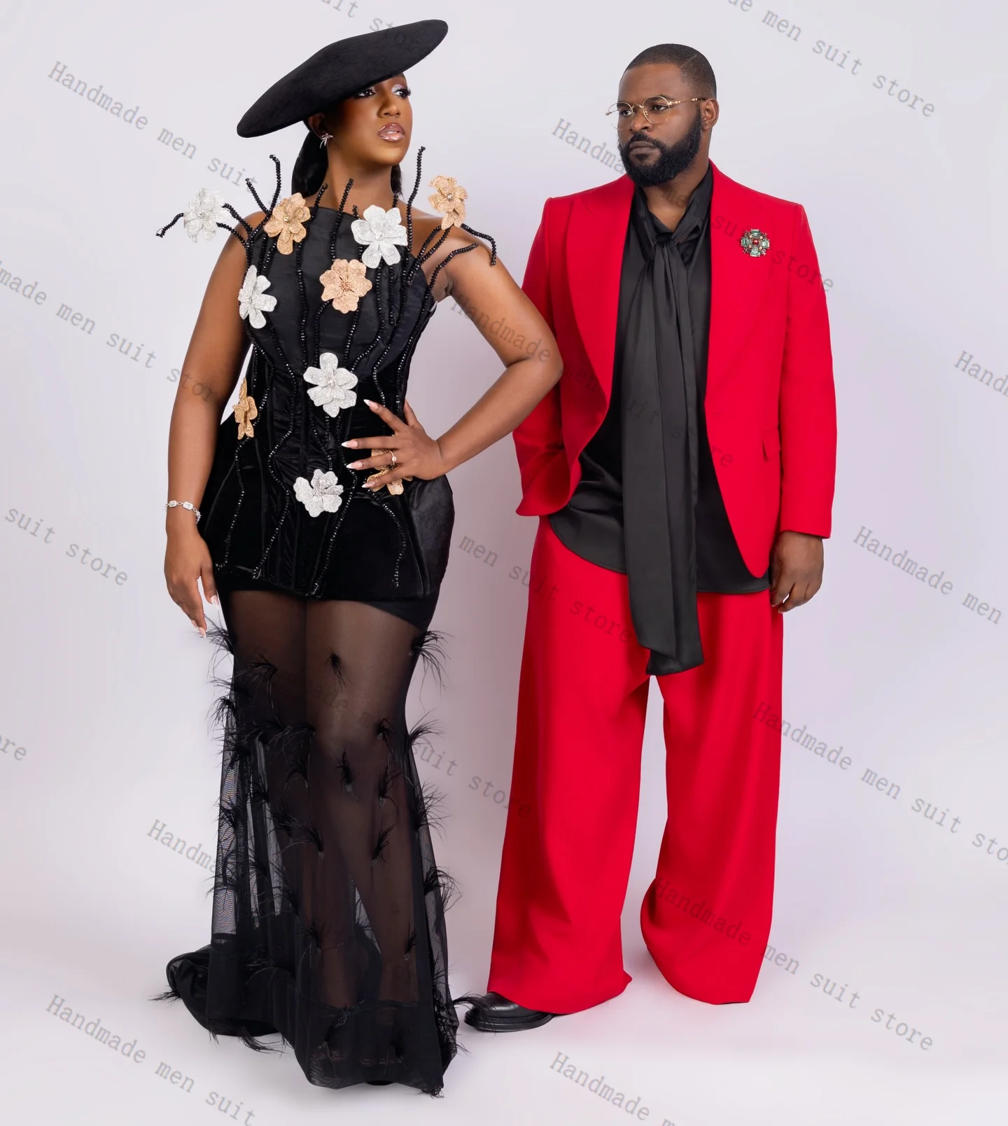 

Loose Red Men Suit Set 2 Piece Blazer+Cotton Pants Spring Prom Wedding Tuxedos Coat Customized Formal Office Fashion Jacket