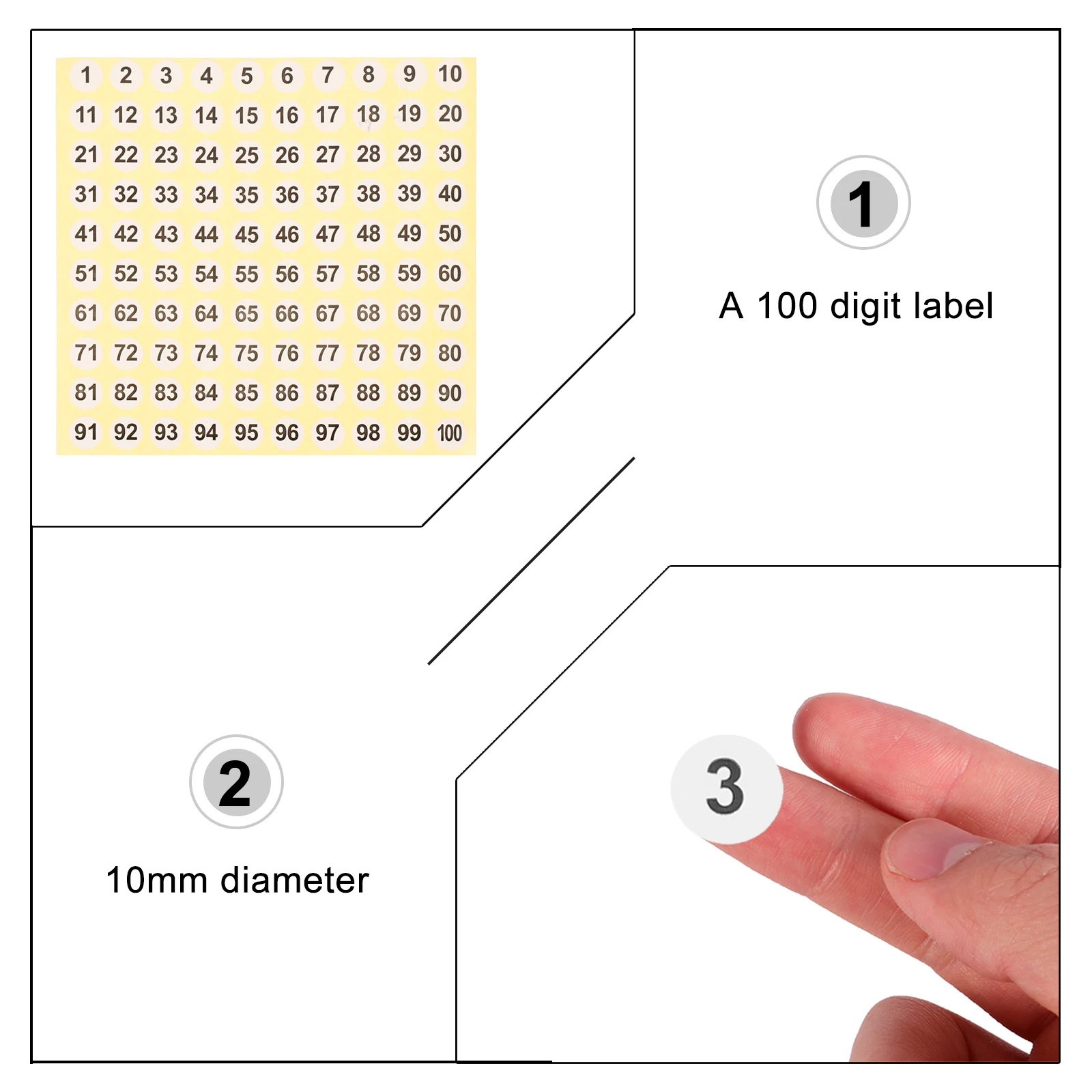 

100 Pcs Window Self-adhesive Label Round Stickers White Sticky Labels Pvc Serial Number