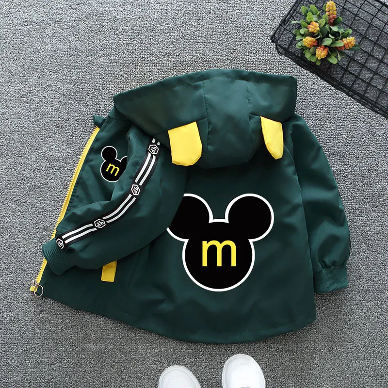 Spring Autumn Baby Boys Girls Hooded Jacket Fashion Solid Letter Print Outerwear for 1-6 Years Kids Children Windbreaker Coat
