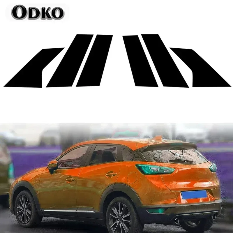 

6 шт., глянцевая черная стойка, декоративная накладка на дверь, боковое окно, наклейка на крышку для Mazda CX-3 2016 2017 2018 2019 2020 2021-2022