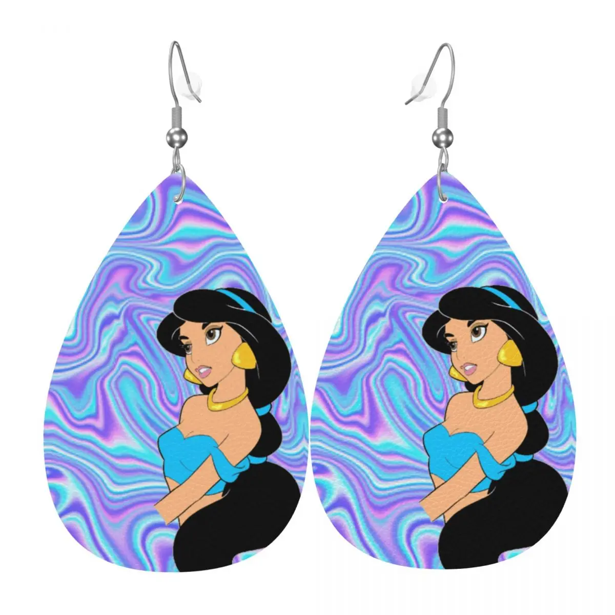

Custom Drop Dangle Earrings Cute Cartoon Aladdin Leather Teardrop Earrings PVC Leather for Gifts Dainty Jewelry