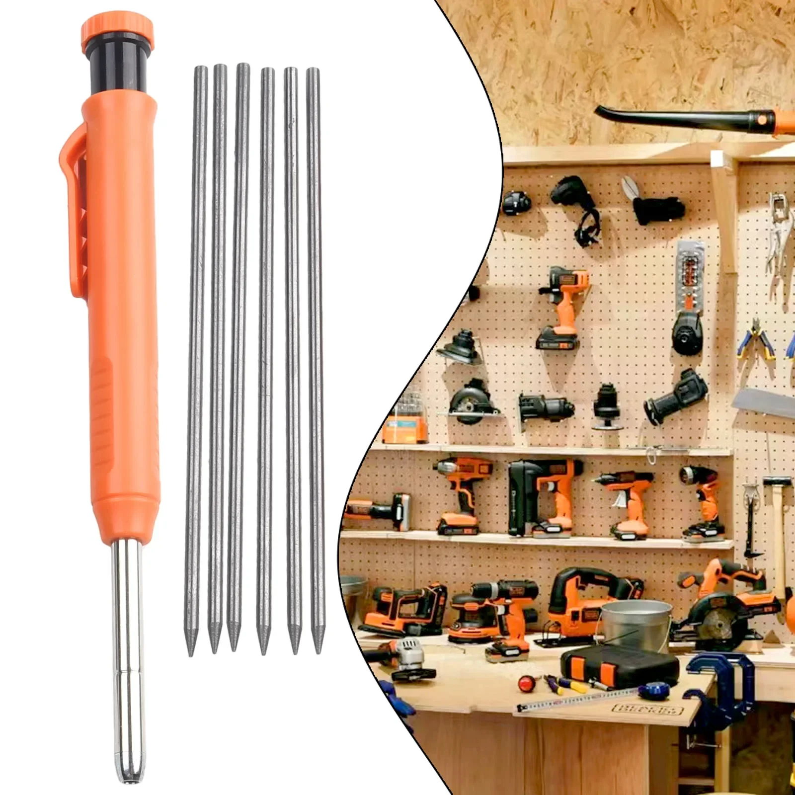 Woodworking Pencil Set Mechanical Pencil Carpentry Marking Scriber Carpenter Construction Tools With 6pcs Refill Replacements