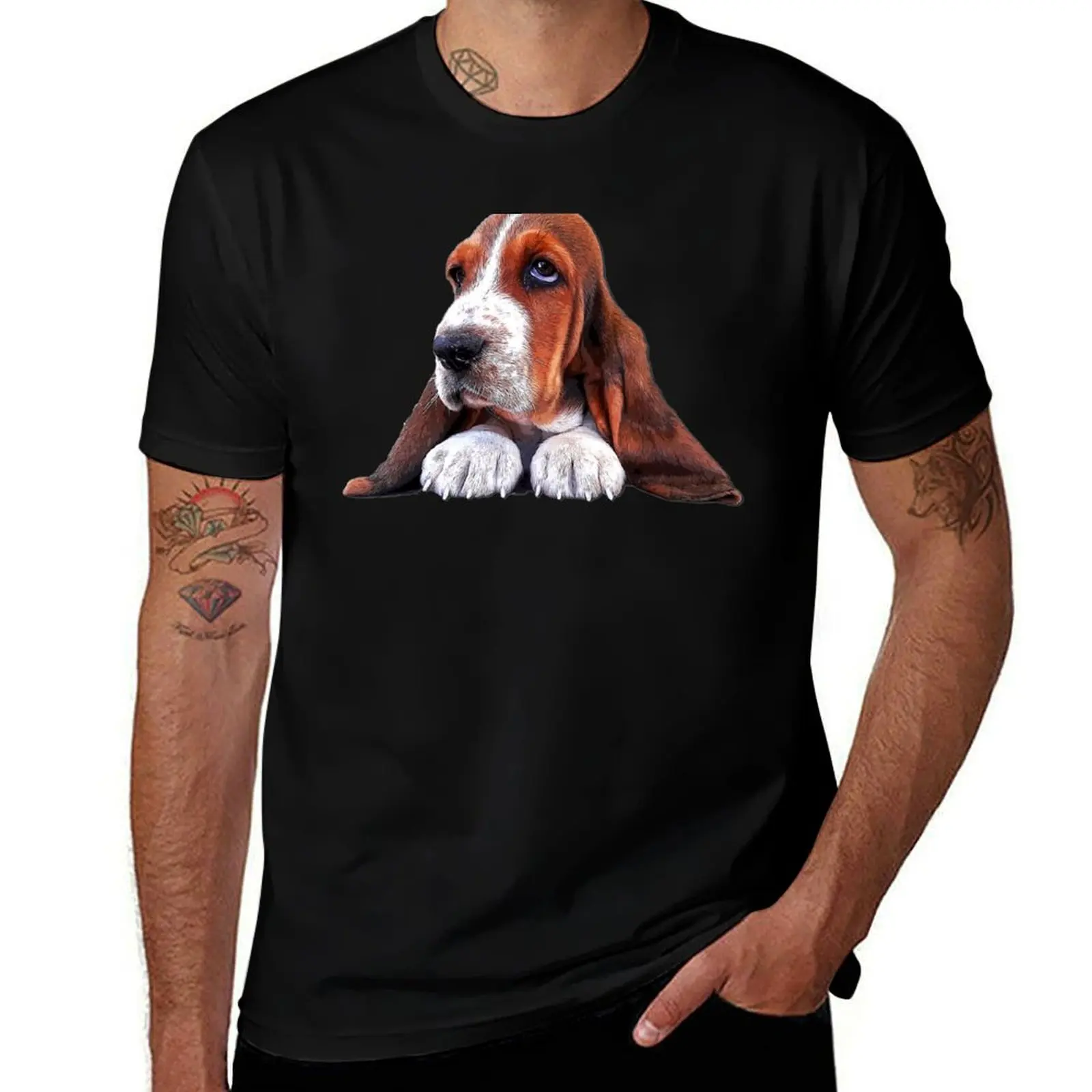 Basset Hound Puppy Dog T-Shirt Dry Fit Athletic Short Sleeve Shirt T-Shirt