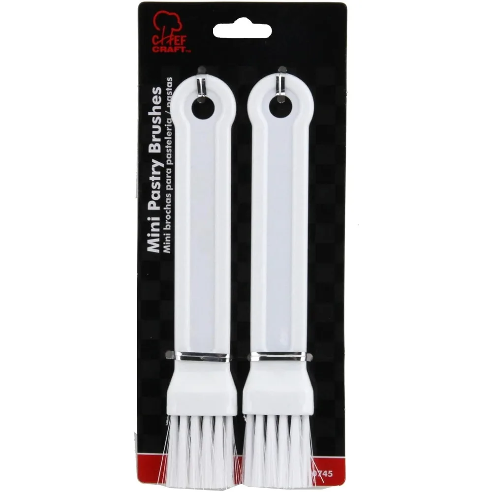 7 Inch White Mini Pastry Brush Set of 2 Small Kitchen Baking Brushes 1 Inch Wide for Cooking Cake Decorating Sugar Art Egg Wash view 2