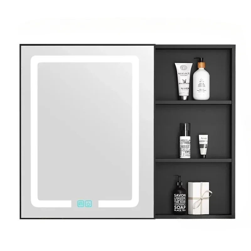 Smart Wall Mounted Mirror Cabinet for Bathroom Space Aluminum Bathroom Cabinets with Light Bathroom Multi-layer Storage Cabinets