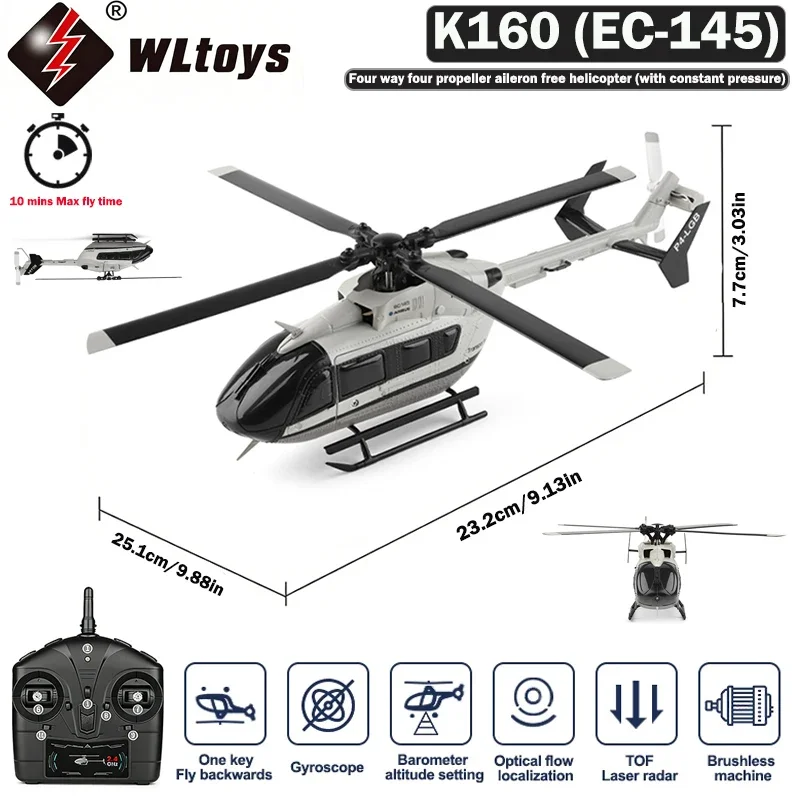 

Радиоуправляемый вертолет WLtoys 4CH K160 Airbus EC-145, 4 канала, 6-осевой гироскоп, удержание высоты, для начинающих и взрослых, для игры в помещении и на улице
