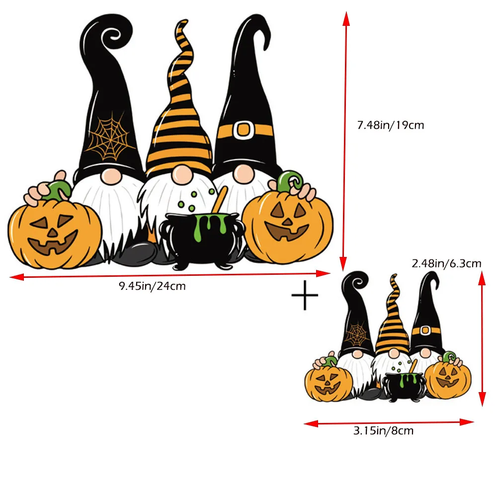 5Set Halloween Opstrijkpatronen Hoodies Zwart Geel Herfst Applicaties Elf Pompoen Ghost Patroon DIY Decals Warmteoverdracht Stickers