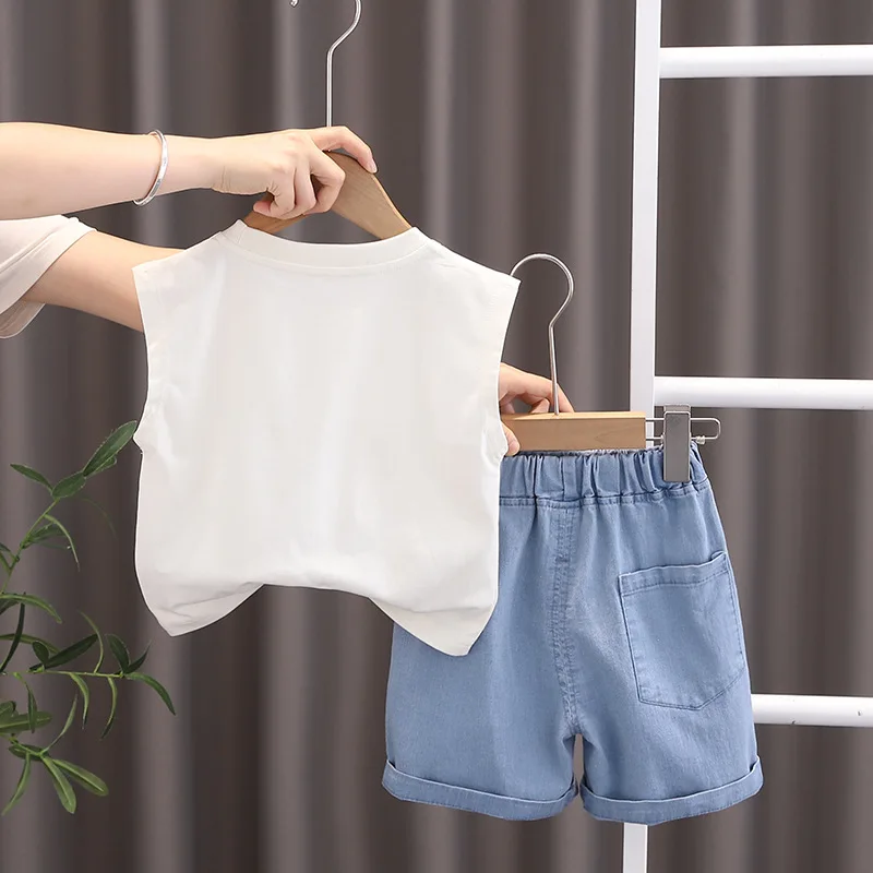 

Новая летняя детская одежда, костюм, детский жилет для мальчиков, шорты, 2 шт./компл., детская одежда, повседневный хлопковый костюм для младенцев, спортивные костюмы для малышей