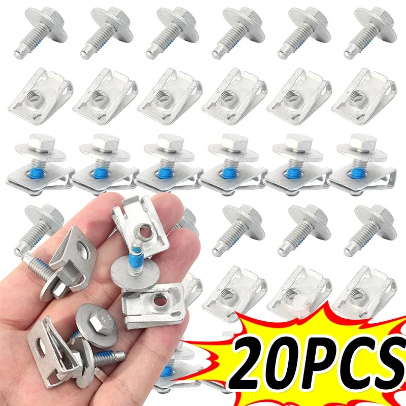 

20Pcs High Quality Car Body Bolts Clip M6 Engine Covers Splash Shield Guard Bumper Fender Retainer Fastener Auto Accessories