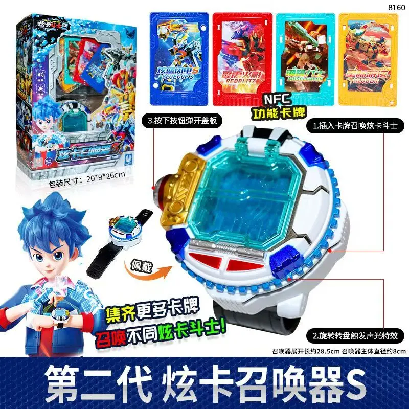 Metalen Cardbot Beast Energy Transform Robot Speelgoed Actiefiguur Transformatiekaarten Summon Watch Vervorming Mecha Boy Kids Gifts