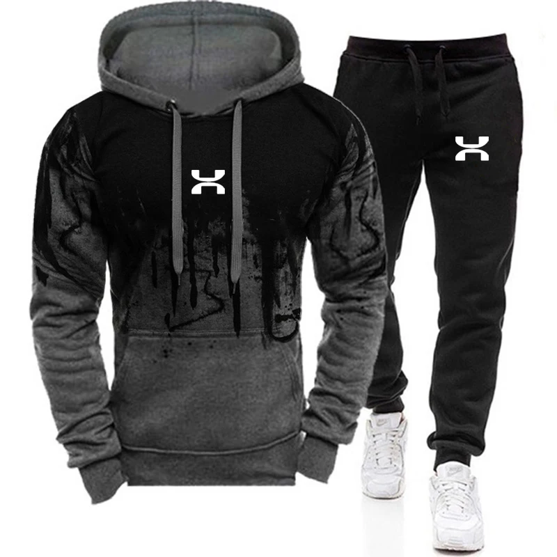 

2024 New Men's Sets Spring Autumn Hoodie and Pants 2 Pieces Casual Tracksuit Male Brand Running Jogging Sportswear Suit