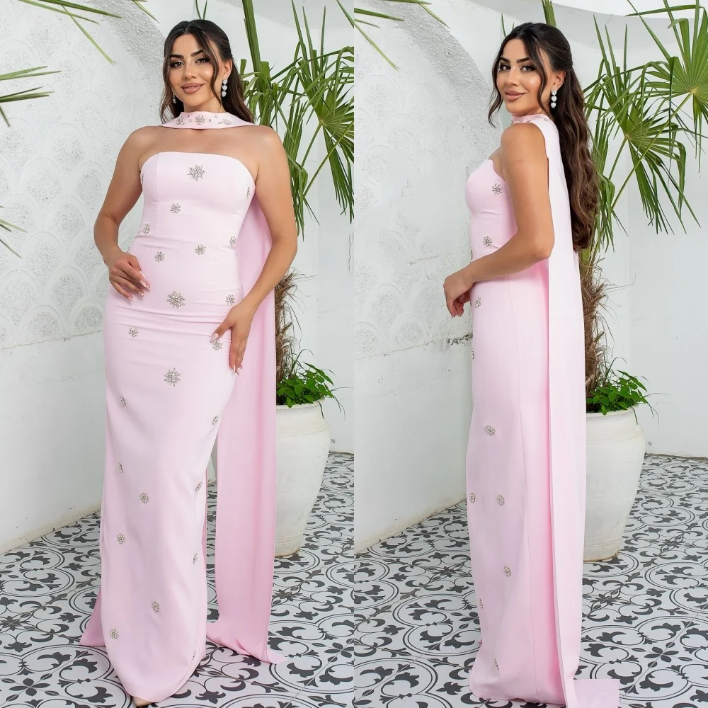 

Индивидуальные современные стильные простые джерси с блестками, прямые длинные платья без бретелек, платья для особых случаев на заказ, модные размеры