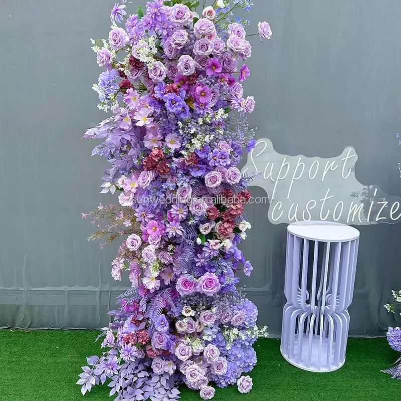 Sunwedding Wedding Arches Party Event Stage Backdrop Decorations Purple Moon Artificial Flowers Arch