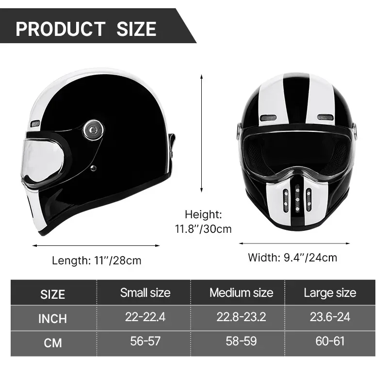 Classic Black White Ventilated Safety Helmet DOT ECE Approved For Street Riding Detachable Visor Anti‑Scratch Colorful Lens