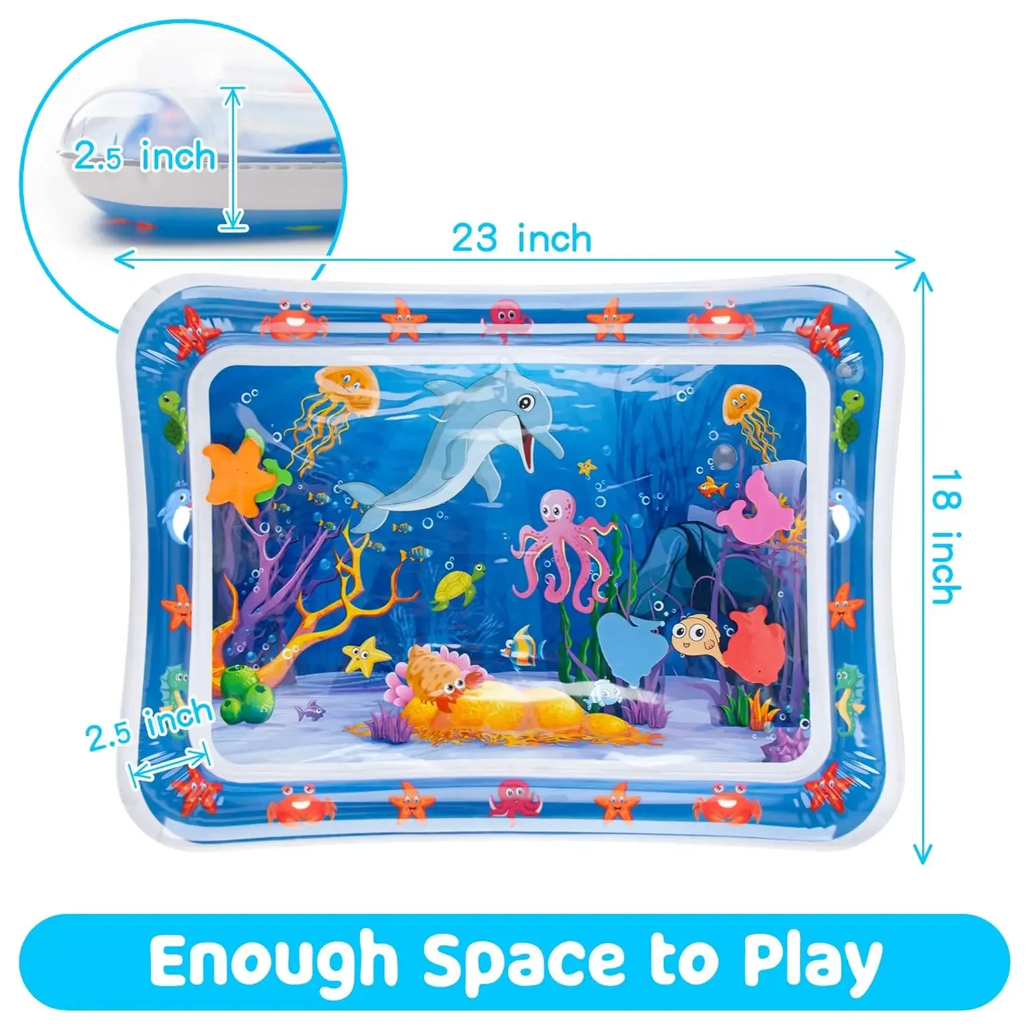 

Inflatable Sit-up Mat High Quality Baby Water Play Mat for 3-24 Months Baby Toddler Baby Toys Enhance Baby's Strength Portable
