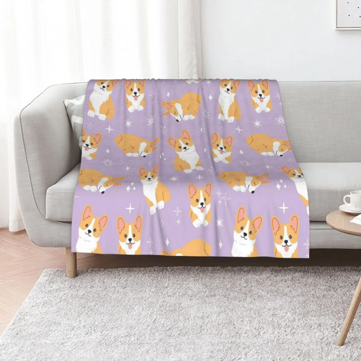 Jolly corgis in Purple Throw Blanket Kid'S Luxury Travel Soft Big blankets and throws Single Blankets
