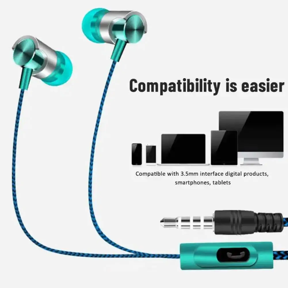 1pcs For Vivo Mobile Phones Computers Earphones Woven Wiring Wear-resistant And Universal Earphones I0i6