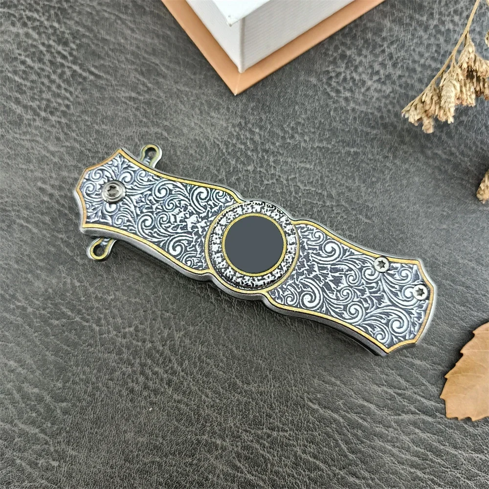 High Quality Folding Knife Auxiliary Quick Open 5Cr13Mov Blade Artistic Patterns 420 Steel Handle Outdoor Knife Multi Tool