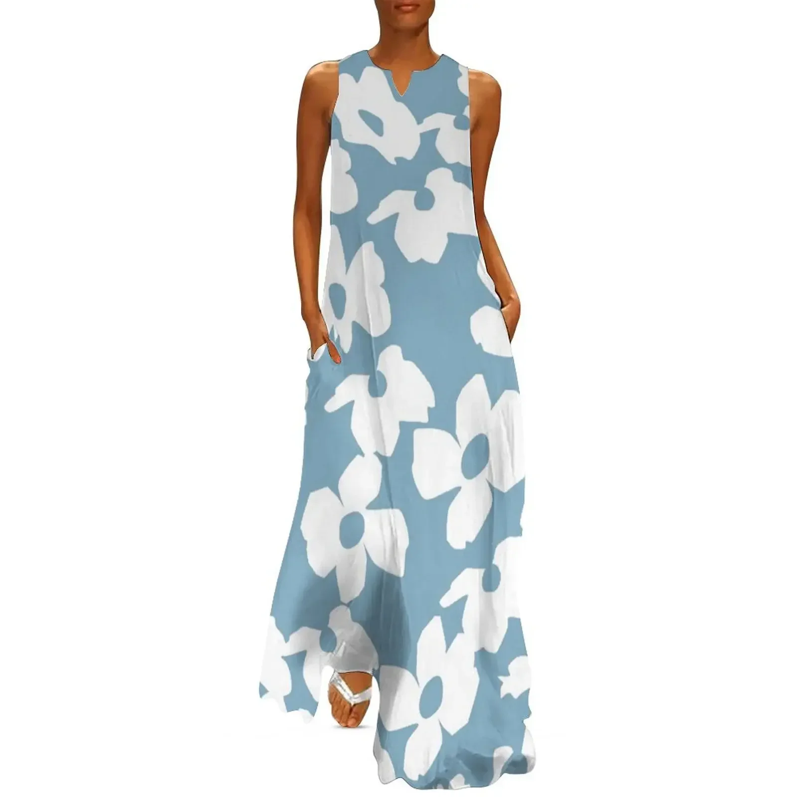 

Modern Retro Dogwood Flower Petals Long Dress loose summer dress fairy dress long sleeve dresses Women long