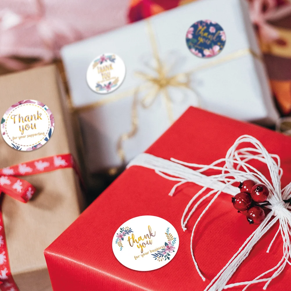 Thank You Sticker Roll Elegant Round Design Self-Adhesive Stickers for Gift Wrapping Envelopes Scrapbooking Thank You Sticker