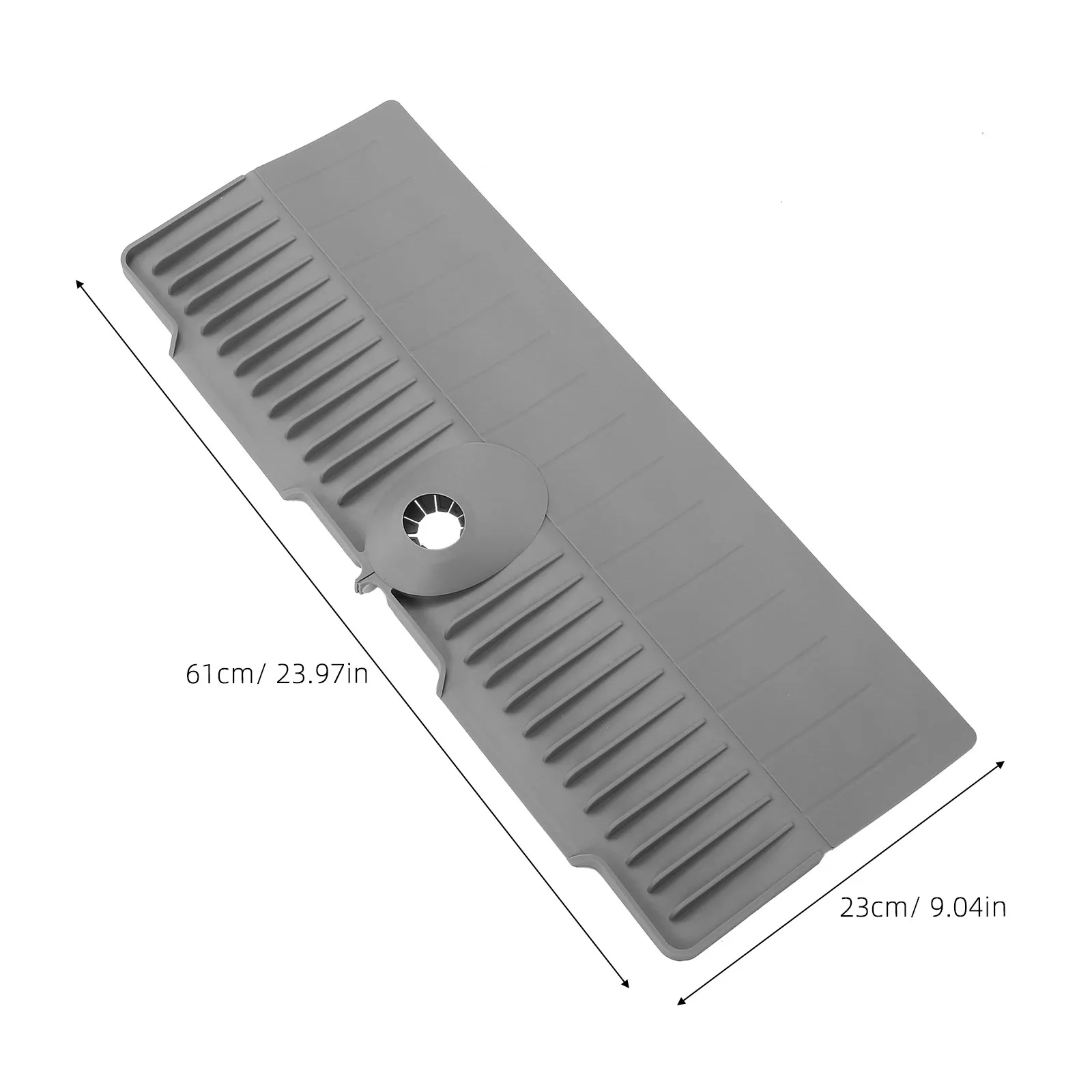 Silicone Sink Faucet Pad 24x9 Inch Waterproof Splash Guard with Suction Cups for Farmhouse Kitchen Sloped Drain Design Non Slip view 3