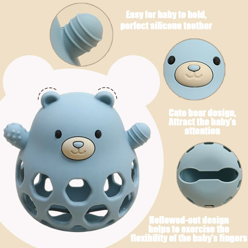 Jouets pour bébé ours de dessin animé, anneaux de dentition en Silicone sans BPA, cadeaux pour nouveau-nés, facile à saisir, anneau de dentition pour garçons et filles, jouet à mâcher