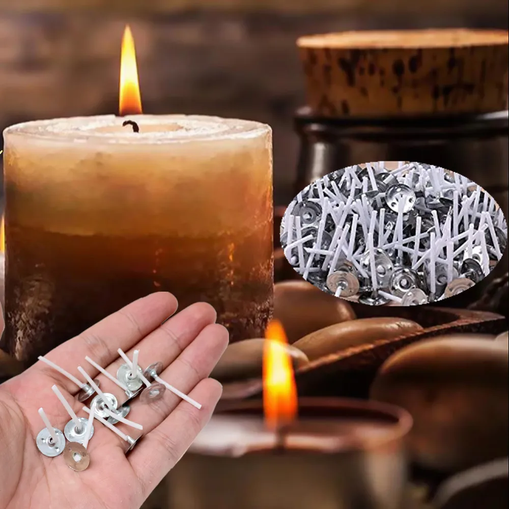 

2.6/6cm 8-25 PCS Candle Wicks with Metal Tabs Smokeless Wax Pure Cotton Core Pre-Waxed For DIY Candle Making Supplies Party