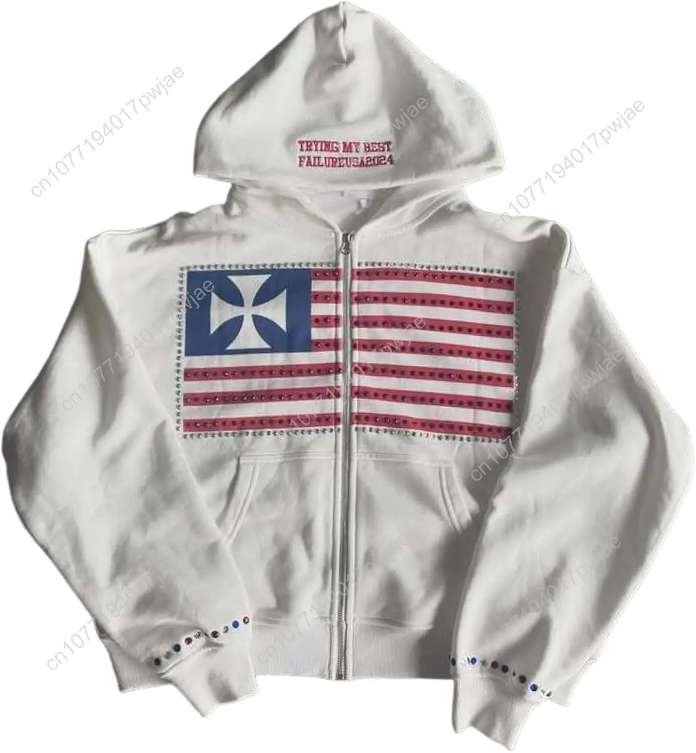 

XPONNI Y2k Zip Up Hoodie Unisex Oversized Graphic Sweatshirts Grunge Jacket 2000s Emo Outfit Rapper Hip Pop Streetwear